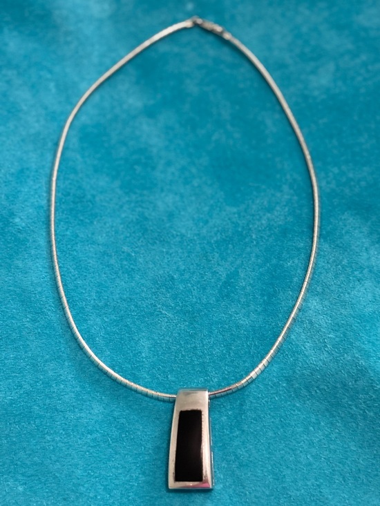 Jewelry - S 925 Sterling Silver 16” Chain with Sterling Silver Black Onyx Pendant